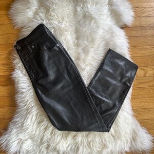 gap vegan leather high waist black cropped ankle pants 27 4